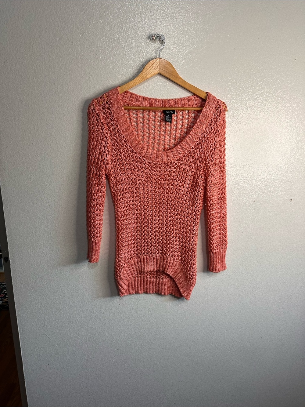Rue21 Coral Open-Weave Scoop Neck Sweater